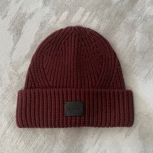 All Saints Ribbed Knit Beanie - Oxblood - New Without Tags